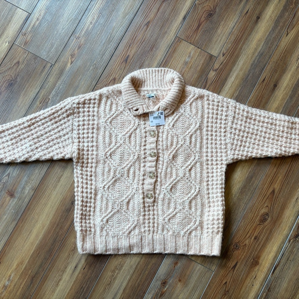 American Eagle Outfitters Textured Marled Cream and Rose Sweater NWT